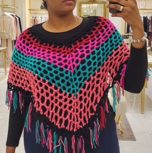 Fringe Mesh Poncho