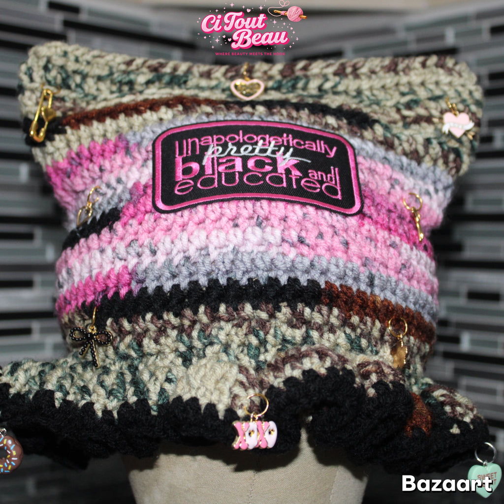 Ruffle Brim Cat Beanie